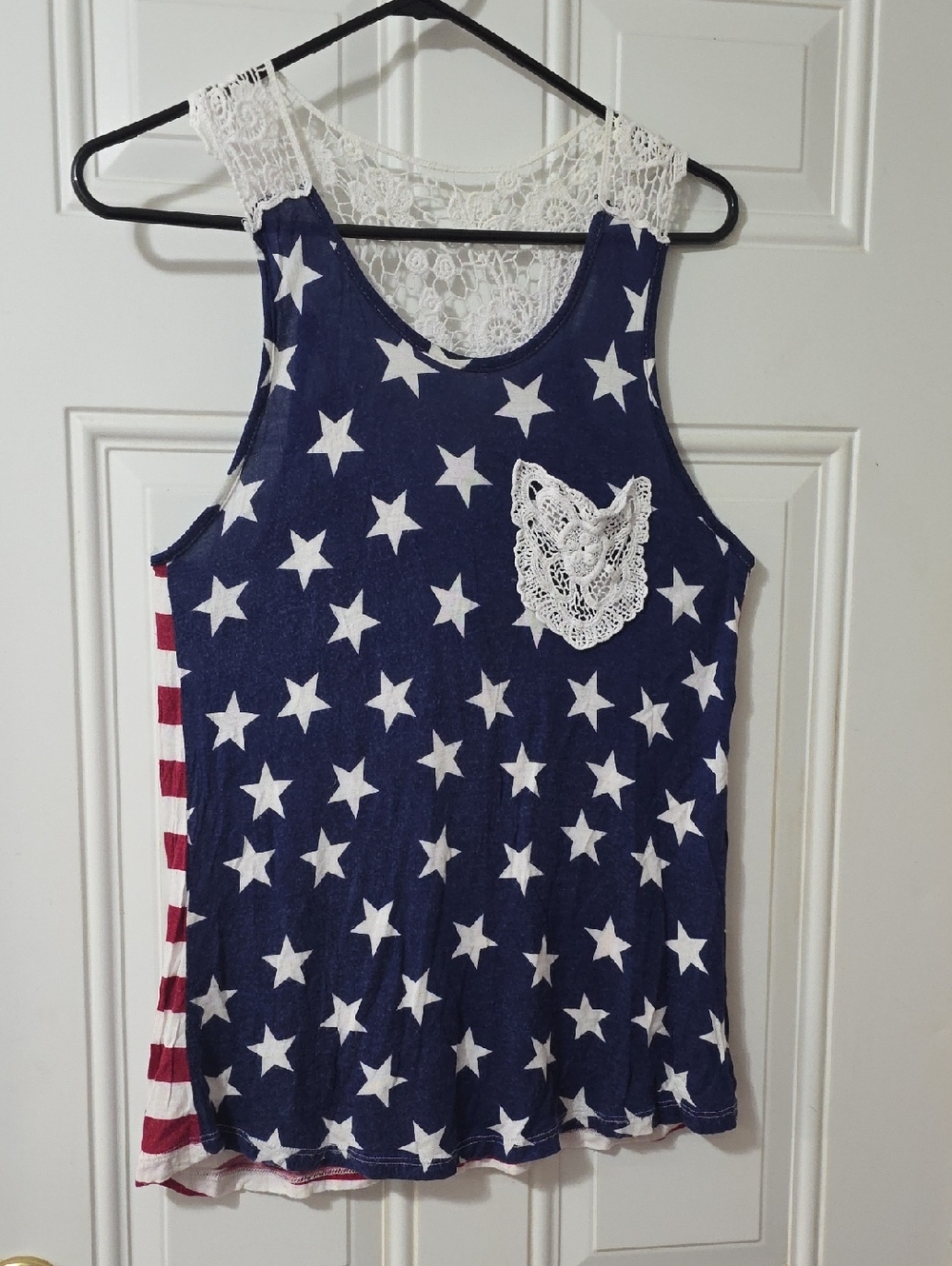 Wishful Park Patriotic Lace-Trim Tank Top
